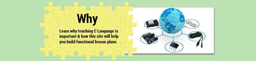 Why - Learn why teaching C Language is important and how this site will help you build functional lesson plans.